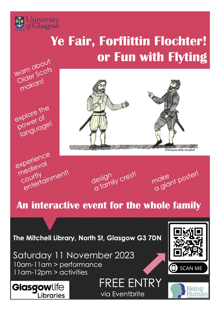 1 week tomorrow to our fabulous family-friendly FREE flying event. SATURDAY 11th Nov 10-12 am at the Mitchell Library. Book here: eventbrite.co.uk/e/ye-fair-forf… @UofGEnglishLang @uofglibrary @UofGlasgow @UofGGenderHist @UofGArtsHums @womenslibrary Please share widely!