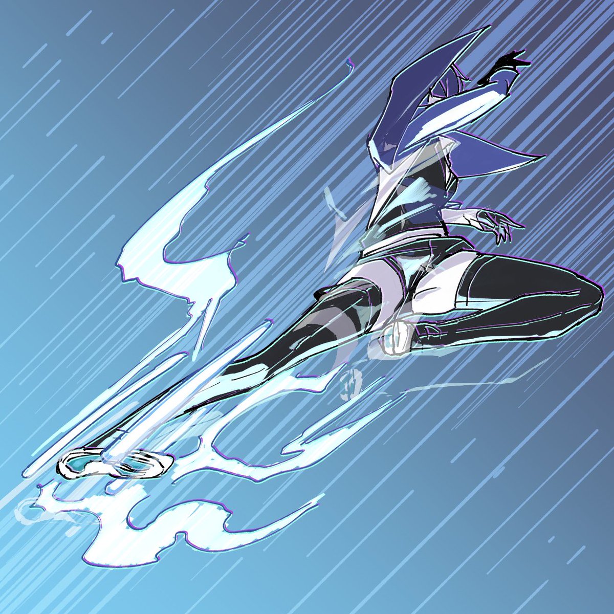 最近ここまで動きのある絵を描いてないなぁ 