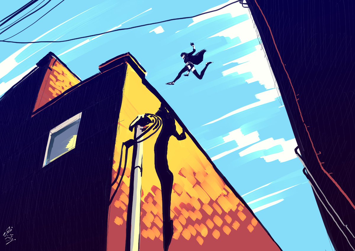 最近ここまで動きのある絵を描いてないなぁ 