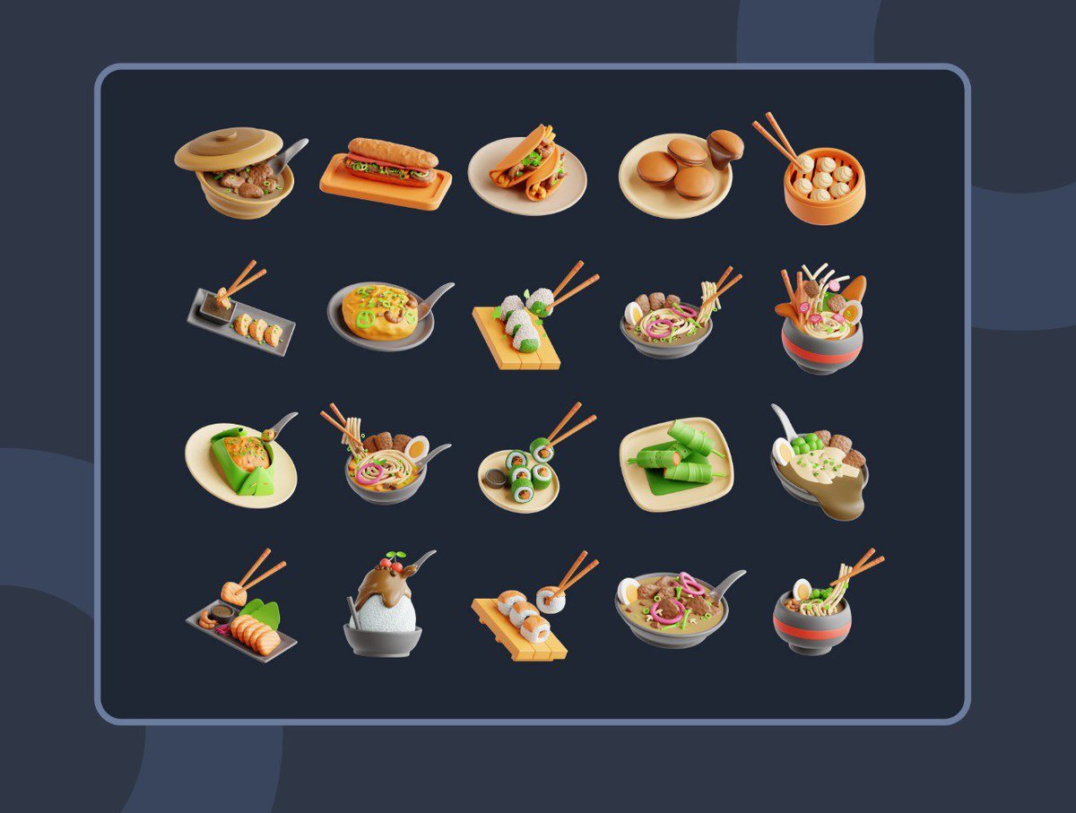 PixelNFTdev's tweet photo. Asian Food | 3D Icon Pack 

Tag: #icon #3D #pack #asian #food  #collection #PNG 
Price: Free

to get this icon pack for free: https://t.co/uDiDAJiuw6
__________________
C R Y P T O || PSD https://t.co/mDad0Uk8DU