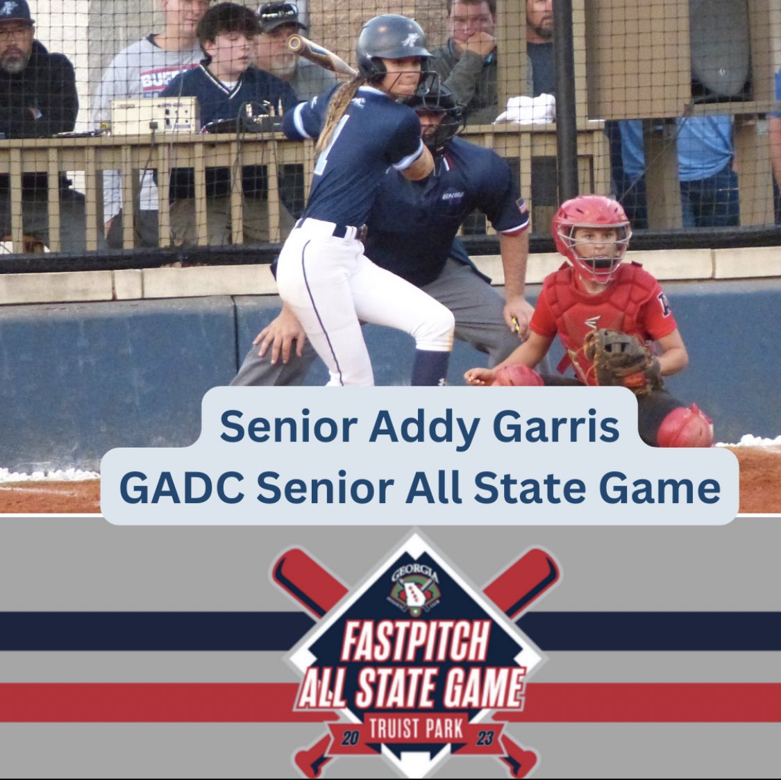 PopeFastpitch's tweet photo. Congrats to 3 of our own for being selected for the GADC All State Game!

@KaileyMartin8 , @addygarris06 , &amp;
@krfrost05 will represent in Carolina and Navy one more time at Truist park!

#PFPFamily #HembreeRoadGrown https://t.co/rTrQvwFUIa