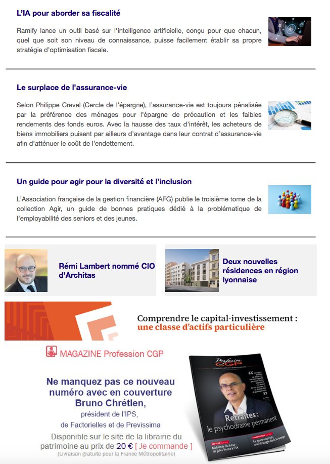 🔴 #CGP, ça s'est passé cette semaine ! Découvrez dans cette News Hebdo, les actus en #GestionDePatrimoine qu'il ne fallait pas manquer !  

➡️ tinyurl.com/5n7crvps

 #AssetManagement #Immobilier #AssuranceVie #PrivateEquity #Epargne #Fintech