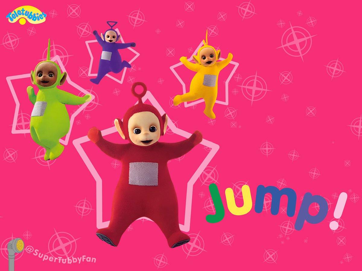 SuperTubbyFan's tweet photo. Teletubbies love to Jump! #Teletubbies #Jump! https://t.co/o3McXGbZmj