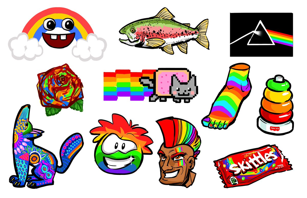 There are 3 EPISODES until the #DoodleStream series finale! Our theme this week was “#Rainbow” as requested by patrons Chris &amp; Kathryn Gosnell! Thanks to all who stopped by and kept me company. Check out our doodles- Can you identify them all? 🧐 #MrHinkleDraws #Art