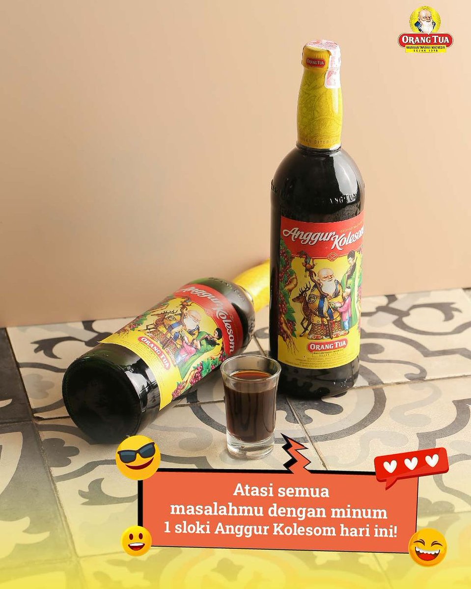 anggur_ot's tweet photo. Anggur bukan sembarang Anggur. Ga cuma enak, tapi juga bikin sehat dan fit sepanjang hari. Cukup minum 1 sloki, semua masalah pegal-pegal dan ga enak badan auto kabur!
#AnggurKolesom #WarisanLintasGenerasi #Sejak1948 #WarisanTradisiIndonesia #KitaKawanBukanLawan #AnggurOT https://t.co/T872xEHm73