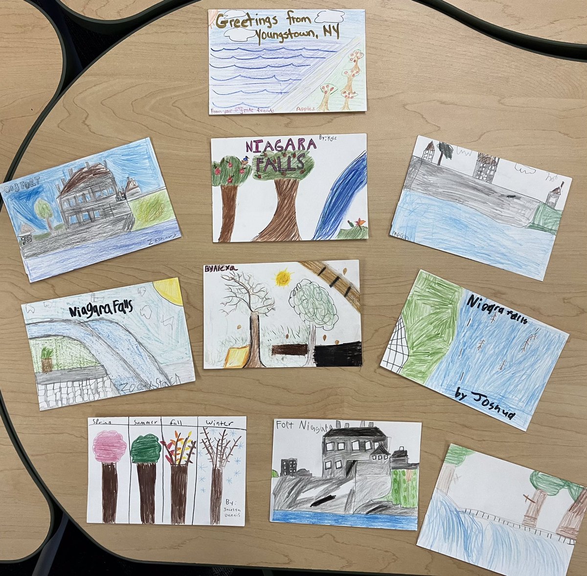 Our class did a great job creating our community post cards to share with so many classes around the world.  We just sent them all out so watch for post cards from Youngstown, NY.  #gpe23_24