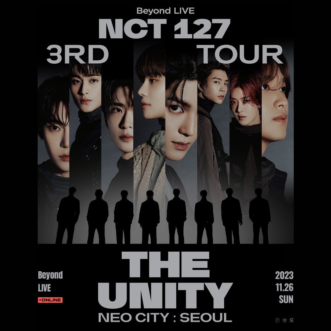 NCTsmtown_127's tweet photo. Beyond LIVE - NCT 127 3RD TOUR ‘NEO CITY : SEOUL - THE UNITY’
 
📆 LIVE 11/26 SUN 4PM(KST)
📆 Re-Streaming 12/09 SAT 6PM(KST)
 
👉 Price
[Single-View] LIVE ONLY ￦55,000 / 5,500円 / 50 USD
[Single-View] LIVE + Re-Streaming ￦62,000 / 6,200円 / 55 USD
[Multi-View] LIVE ONLY ￦62,000 / 6,200円 / 55 USD
 
✅ Beyond LIVE
🔗 https://t.co/Va9N4QKkHA
 
🎫 Ticket Sales Period
2023/11/06 3PM(KST) ~ 2023/11/26 4:59PM(KST)
 
#NCT127 #NEOCITY
#NEOCITY_THE_UNITY
#NCT127_NEOCITY_THE_UNITY
#BeyondLIVE #비욘드라이브