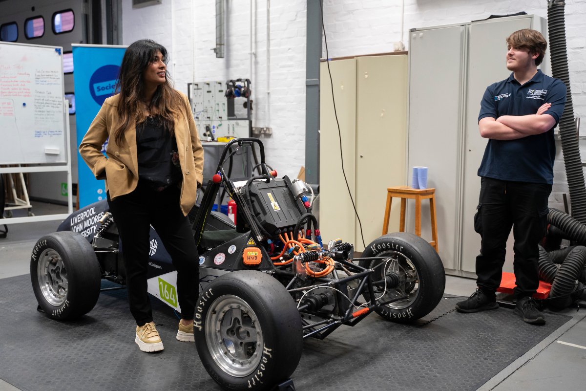 LJMU's tweet photo. Our Chancellor @NishaKatona caught up with @ljmufet students yesterday to hear about their latest projects.

From an e-racing car and a ship simulator, to robotics, find out more: https://t.co/dpHgKB1RVr https://t.co/s1W4U1S7l3