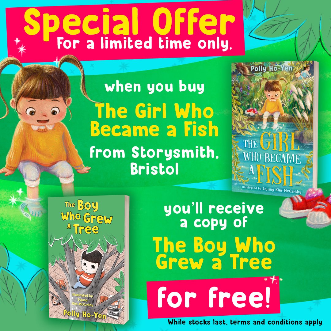 🐟 Buy a Fish, Get a Tree for Free 🌳 Don't miss out on this special deal at @StorysmithBooks ! Purchase 'The Girl Who Became a Fish' by Polly Ho-yen and receive 'The Boy Who Grew a Tree' for free! Limited copies available, so visit Storysmith Bristol soon to grab this offer.