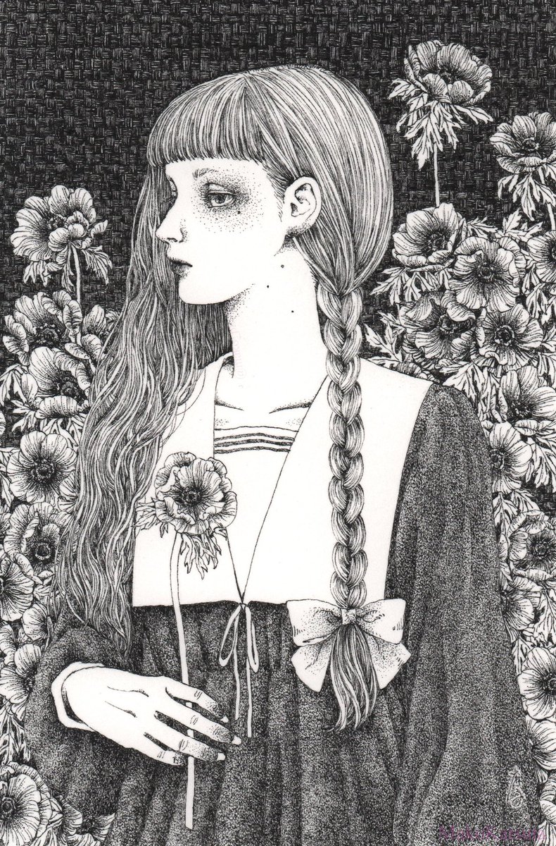 伏目の女子を描きがちです   #秋の創作クラスタフォロー祭り