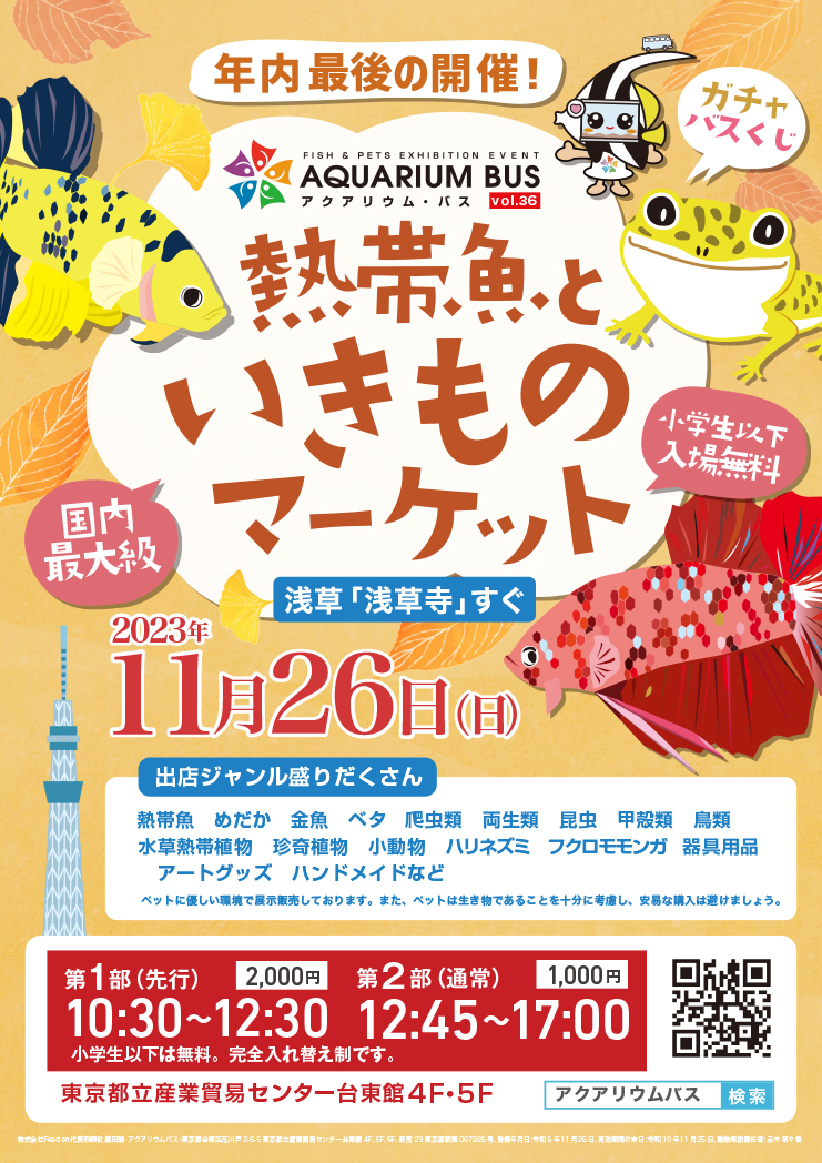 aquariumbus's tweet photo. 11/26（日）開催
第36回アクアリウムバス

出店のお申し込み終了は、
週明けの11/6（月）までとなっております‼️

なお、すでに多くのお申し込みをいただいており、エントリーから1週間経過した方も含み、返信が追いついておりませんが、お申し込み終了後、審査結果をご連絡いたします🙇‍♀️

アクアリウムバスは、年内最後の開催です✨
お楽しみに😀

#アクアリウムバス #アクバス