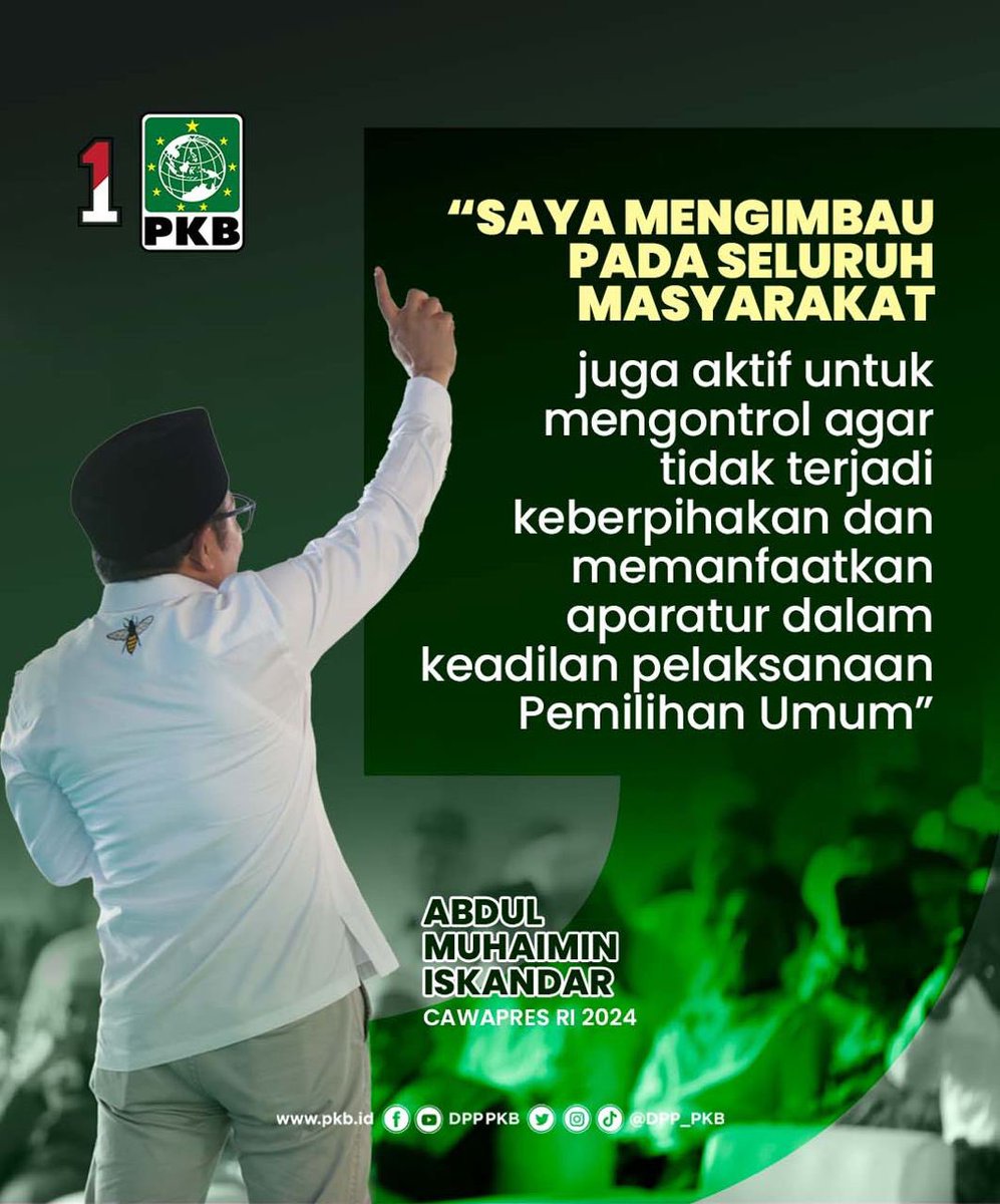 Tweeps, yuk kita bareng - bareng mewujudkan pemilu sehat di 2024 nanti 🙋🏽

Sesuai pesan Ketua Umum DPP PKB <a href="/cakimiNOW/">A Muhaimin Iskandar</a> agar masyarakat juga turut terlibat aktif mengontrol pelaksanaan pemilu. 

#AMINJagaNetralitas
#AniesMuhaimin2024