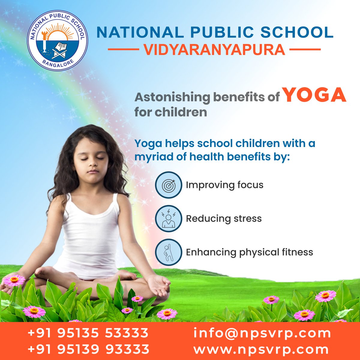 NPSVRP's tweet photo. Yoga offers numerous benefits for school children, including improved focus, reduced stress, enhanced physical fitness, better posture, and emotional balance. It promotes overall well-being and helps young minds and bodies thrive. https://t.co/eNvqjM51aO