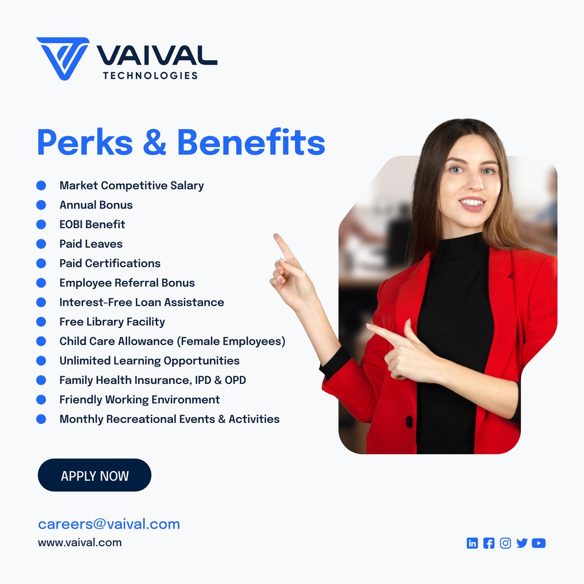 Join Our Team as a Front Desk Officer!

Vaival Technologies is looking for a Front Desk Officer to join our company.

To apply, please send your resume to careers@vaival.com. Be sure to mention 'Front Desk Officer Application' in the subject line.

#FrontDeskOfficer #Hiring