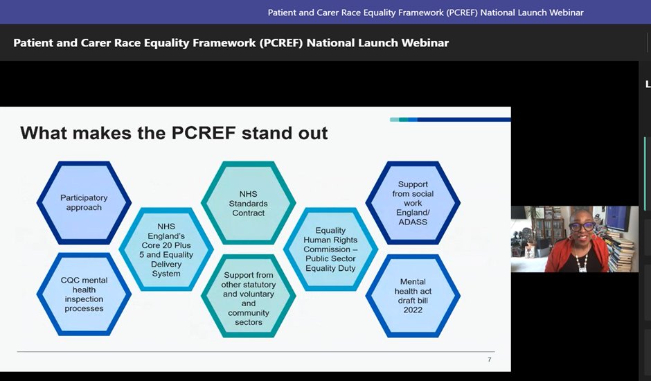 Excited to be attending the launch of the Patient and carer race equality framework (PCREF) & hearing more about the first anti-racist framework in the NHS, a great example of putting intent into action

Further details can be found here england.nhs.uk/mental-health/…