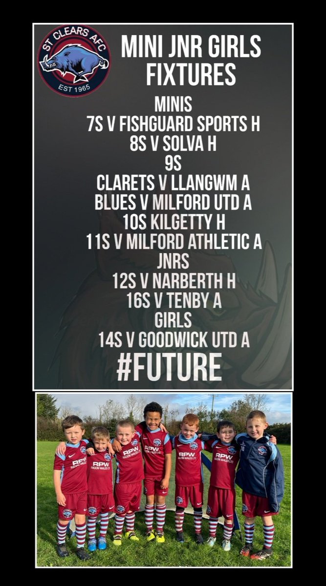 Weekend Snr squads and our Mini Jnr and Girls fixtures.
Lets hope more get out and play this week. 🐗
