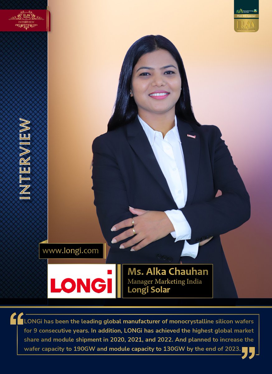 renewablemirror's tweet image. Interview with Ms. Alka Chauhan, Manager Marketing India | LONGi Solar

Click here to know more: renewablemirror.com/Interview_deta…

#interview #longisolar #solarenergy #electricalmirror #contructionmirron #renewablemirror #longi #femaleleadership #renewablemirrormagazine #tresubmedia