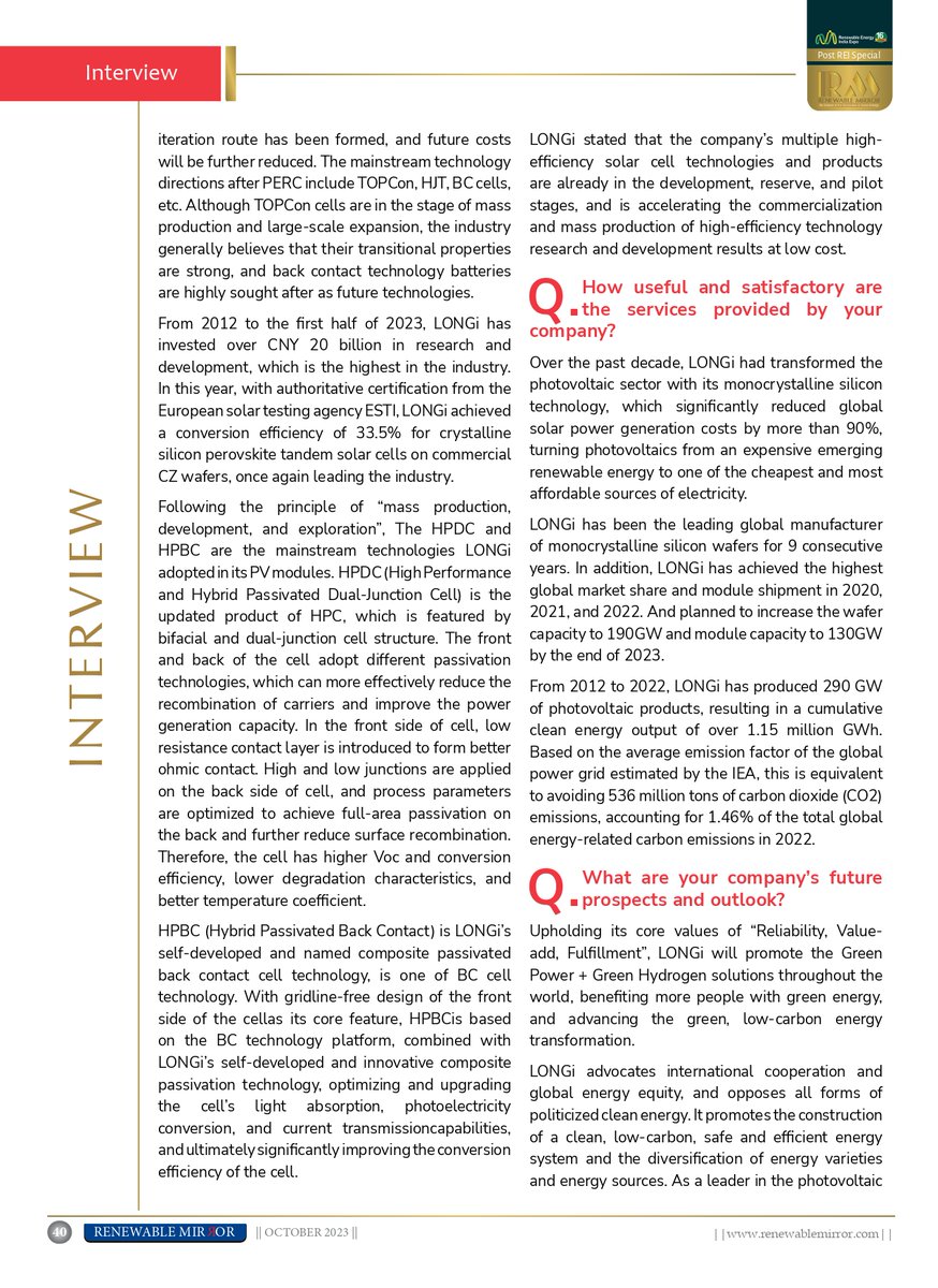 renewablemirror's tweet image. Interview with Ms. Alka Chauhan, Manager Marketing India | LONGi Solar

Click here to know more: renewablemirror.com/Interview_deta…

#interview #longisolar #solarenergy #electricalmirror #contructionmirron #renewablemirror #longi #femaleleadership #renewablemirrormagazine #tresubmedia