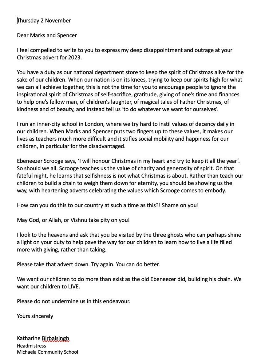 Miss_Snuffy's tweet image. I am sending this complaint letter to M&amp;amp;S @marksandspencer 

We should all be complaining.

This is a fight for everything we should believe in.

Do not sit this one out.

Write a letter of complaint about that advert!!