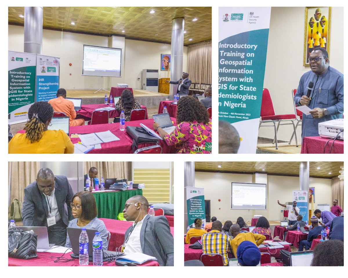 The @UKHSA #IHR_Strengthening Project in collaboration with @NCDCgov @WHONigeria & @eHealth_africa concludes a six day workshop in Abuja to equip State Epidemiologists with Geographical Information System skills to enable them harness the power of QGIS to stop disease outbreaks.