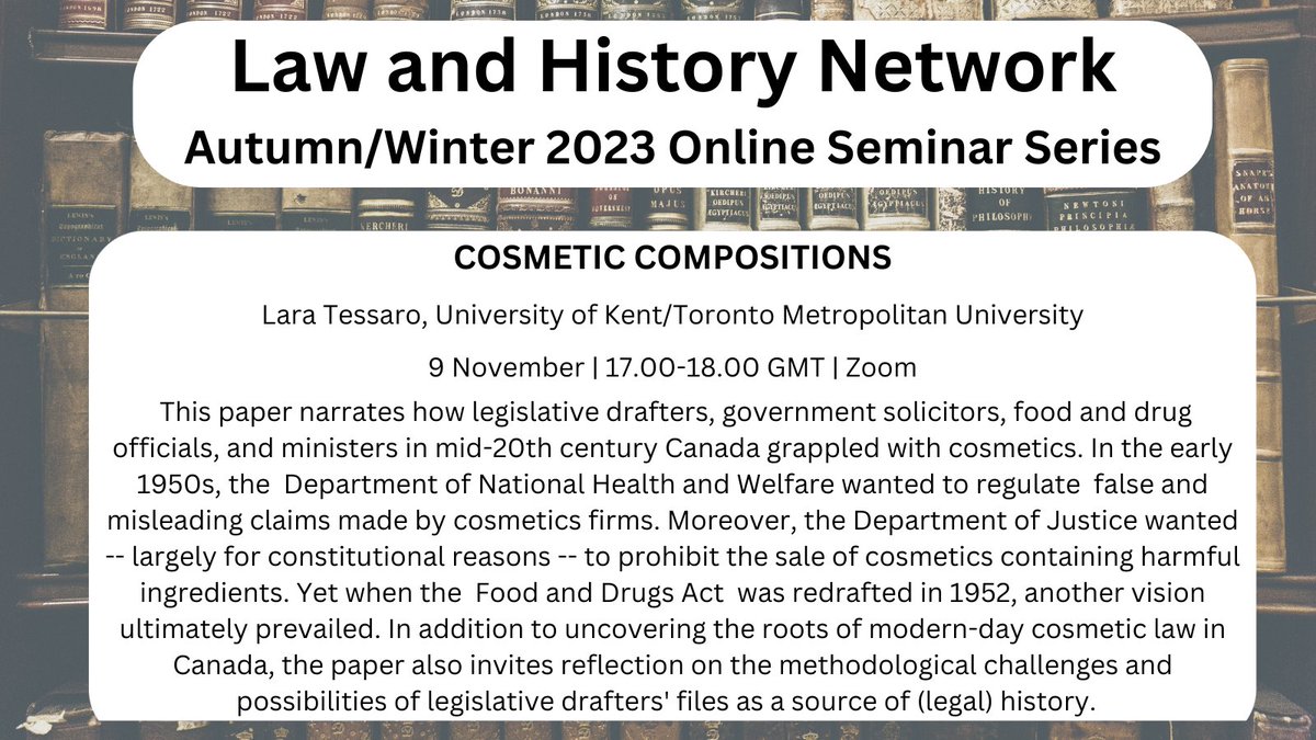 Excited to welcome @lara_tessaro as our next speaker in the @LawHistNetwork online seminar series, taking place Thurs 9 November 5-6pm GMT. Organised by the legal historians @BristolUniLaw @ExeterLawSchool and @CardiffLaw and open to all! Register here: eventbrite.co.uk/e/law-and-hist…