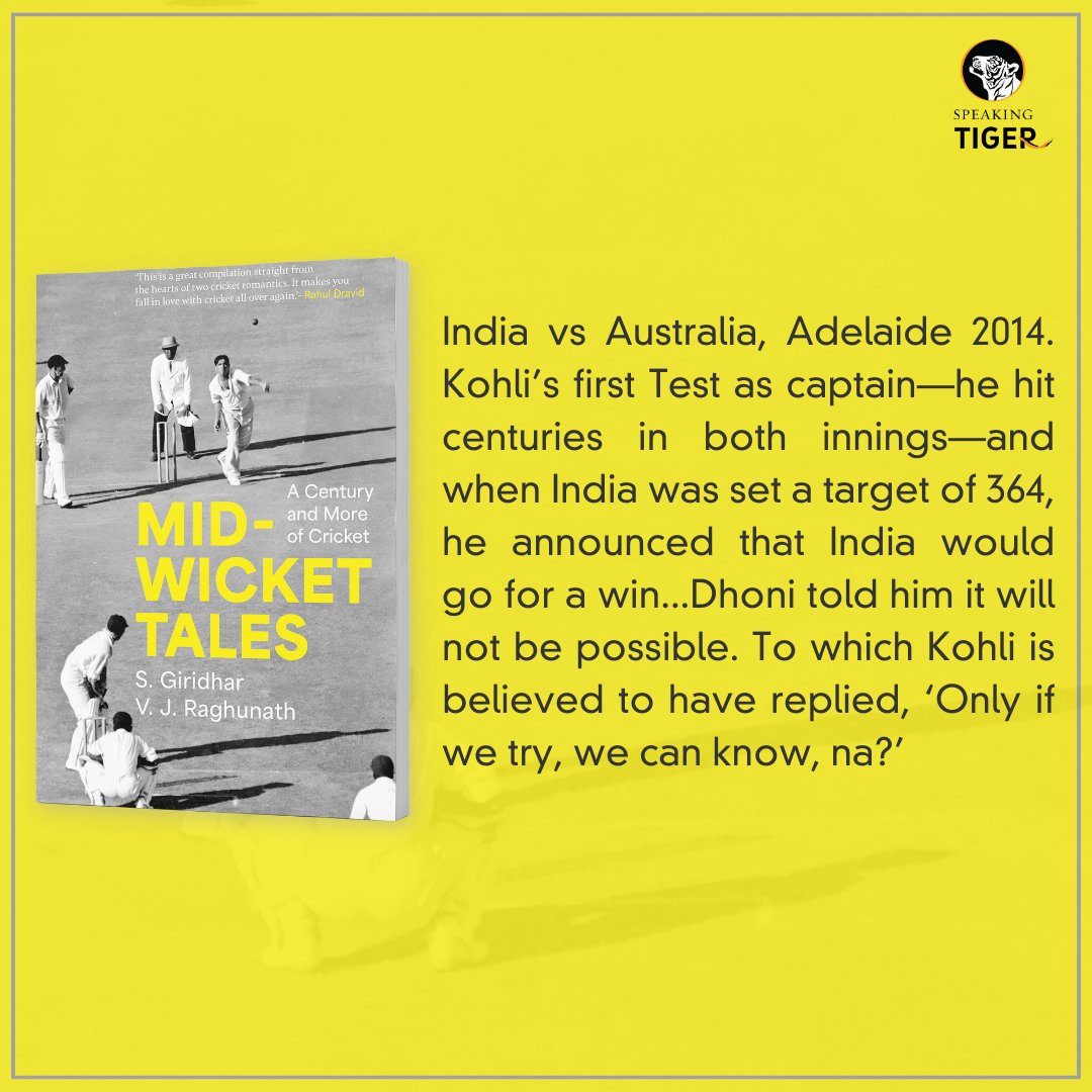 speakingtiger14's tweet photo. We thought we'd extend the Kohli fever to the weekend!

A snippet from MID-WICKET TALES by  S. Giridhar and V. J. Raghunath. First published in 2014, the book is back almost a decade later, in a revised &amp; expanded edition to delight and entertain cricket fans and scholars alike. https://t.co/QUvBnAn8pC