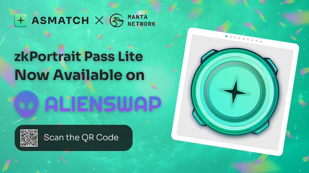AsMatch (@asmatchapp) on Twitter photo Didn’t manage to mint the zkPortrait Pass Lite? 😔
It is now available to trade on <a href="/AlienSwap_NFT/">AlienSwap👽NFT Marketplace</a> 😀
alienswap.xyz/collection/man…
Hold the zkPortrait Pass Lite and you’ll:
✅Mint the zkPortrait at a 50% discount to start earning $ASM
✅Gain exclusive Discord role Didn’t manage to mint the zkPortrait Pass Lite? 😔
It is now available to trade on <a href="/AlienSwap_NFT/">AlienSwap👽NFT Marketplace</a> 😀
alienswap.xyz/collection/man…
Hold the zkPortrait Pass Lite and you’ll:
✅Mint the zkPortrait at a 50% discount to start earning $ASM
✅Gain exclusive Discord role