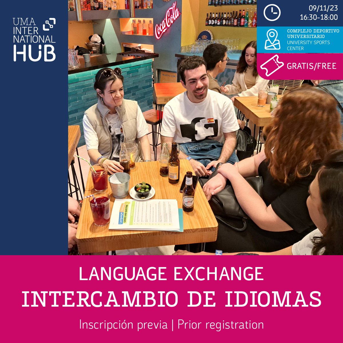 🌍 Do you want to improve your language skills and meet people from all over the world? Join our language exchange! 

During the event you will enjoy a free snack and drink! 🤗

📝Sign up using the form you'll find in the link in our bio!