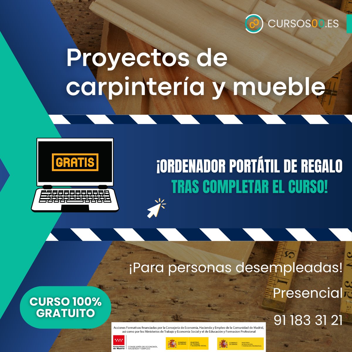 Cursos00's tweet photo. 🚪PROYECTOS DE CARPINTERÍA Y MUEBLE (MAMD0309)

Regalamos un ordenador para cada estudiante que termine el curso, pero corre porque nos quedan las...

🚨ÚLTIMAS PLAZAS🚨

📍 Presencial

👩‍💼👨‍💼Para personas desempleadas

💵Gratuito 100%

🖱https://t.co/1EkFVKhcxC

☎91 183 31 21 https://t.co/xebowYVaau