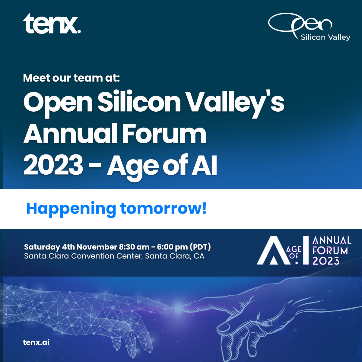 analytics10x's tweet image. Meet us tomorrow at the @opensv Annual Forum 2023 - Age of AI.