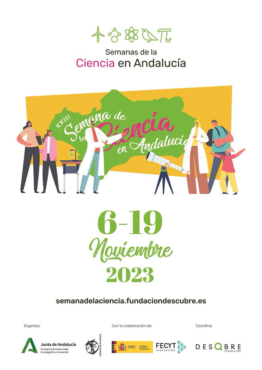 La <a href="/ETSIASevilla/">ETSIA Univ. Sevilla</a>  <a href="/unisevilla/">Universidad de Sevilla</a> participará con distintos actos en la semana de la ciencia:
idescubre.fundaciondescubre.es/agenda/charla-…
idescubre.fundaciondescubre.es/agenda/cafe-co…