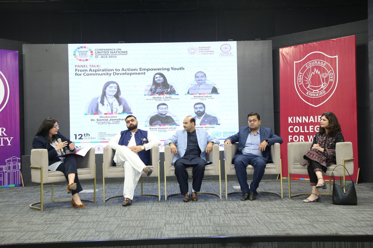 Invited in a Panel session on <a href="/SDG2030/">SDG2030</a>  Conference on Empowering Youth for Community Development organized by Superior University and Kinnaird College for Women University (KCWU) on UN Development Goals (SDGs) 2023 themed ‘Empower, Engage, Evolve.

#ZeroHunger #SDGs