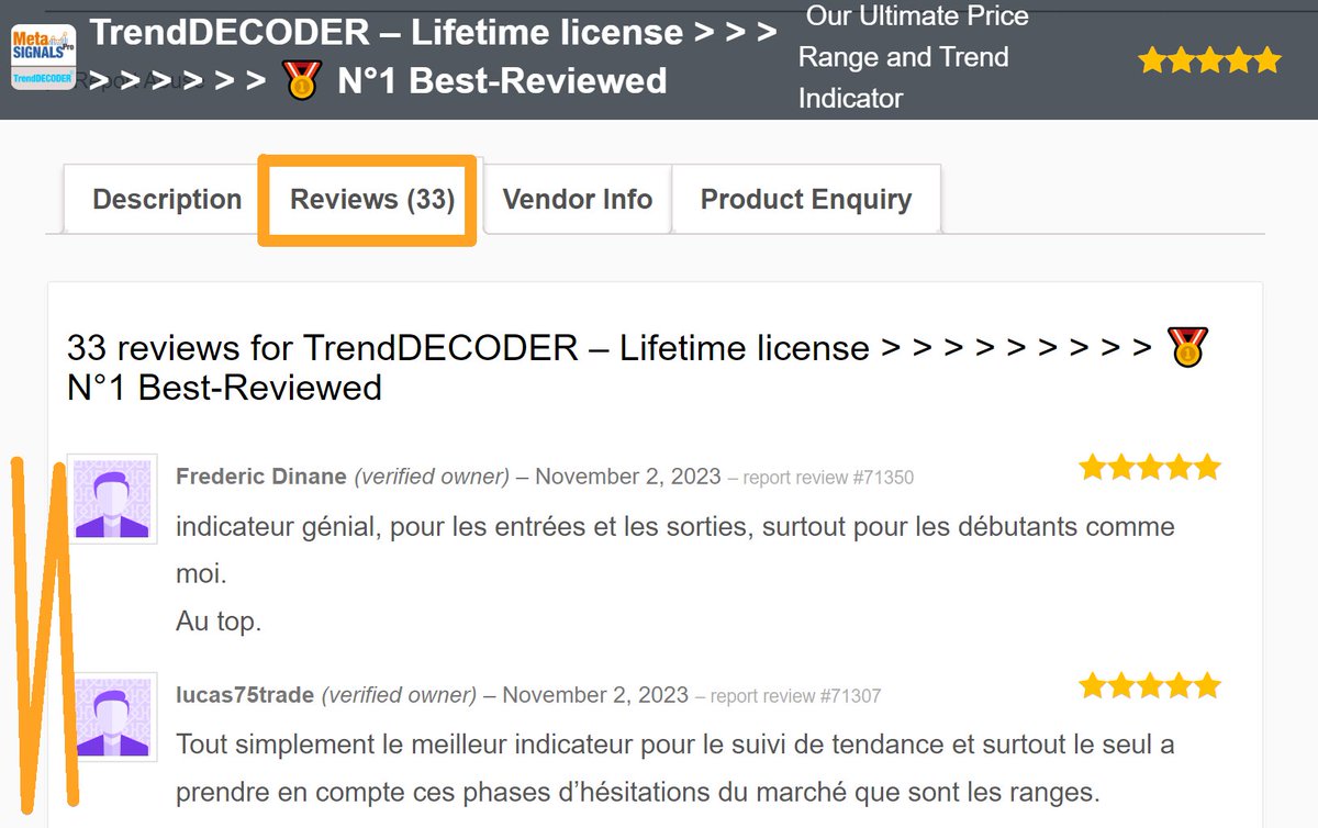 meta_signals's tweet image. 🔔TrendDECODER - On l&apos;a fait 😊
🙌33 avis = Record absolu d&apos;avis positifs pour notre indicateur tous produits confondus 🦾

🙏MERCI à tous nos clients 🙏
Testez-le : 
#ProRealtime : bit.ly/46XYdle
#TradingView : bit.ly/46XXWic

#prorealcode #TradingSignals