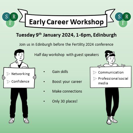 🚨Early Career Researchers🚨 If you are attending #Fertility2024 this FREE @SRF_Repro member early career workshop is for you 😊. Deadline extended to 16th November. Sign up here 👉🏻 srf-reproduction.org/early-career-w…