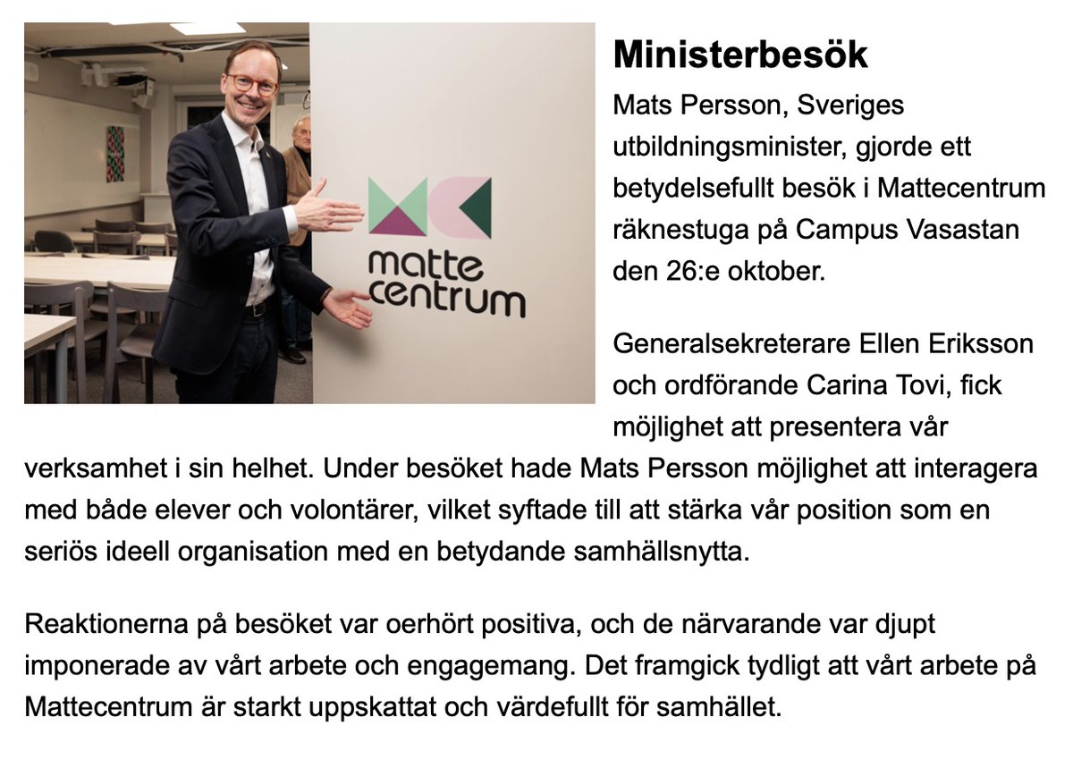 Det finns seriösa organisationer för "läxhjälp" och extrastöd. @mattecentrum fick besök av <a href="/matsperspektiv/">Mats Persson</a>. Utöver kansliet drivs Mattcentrum av volontärer i form av räknestugor och online som "livehjälp" samt forumet pluggakuten.se.