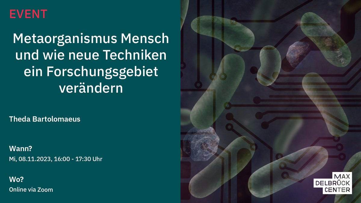 Ohne den Bakterienmix auf und in unserem Körper, die Mikrobiota, wären wir nicht, wer wir sind. @TBartolomaeus zeigt, wie wir sie mittels neuester Technologien untersuchen und welche Rolle sie für unsere Gesundheit spielen. Jetzt noch schnell anmelden: mdc-berlin.de/de/LTL23%7C24