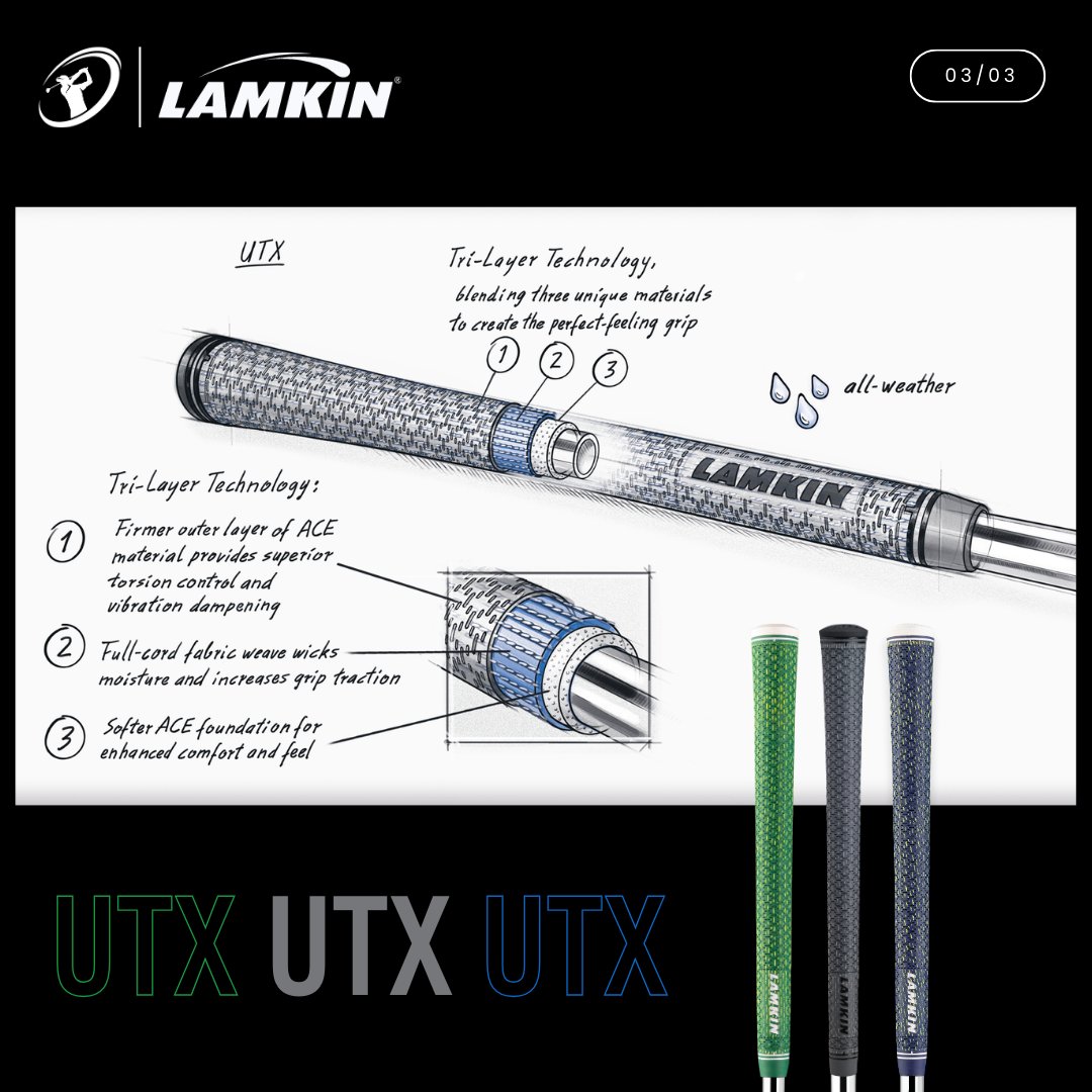 The @LamkinGrips UTX is positioned as a “tack-cord”. This industry-first grip has a unique Tri-Layer material technology and ‘X’ pattern cord texture.

#Lamkingrips #LamkinUTX