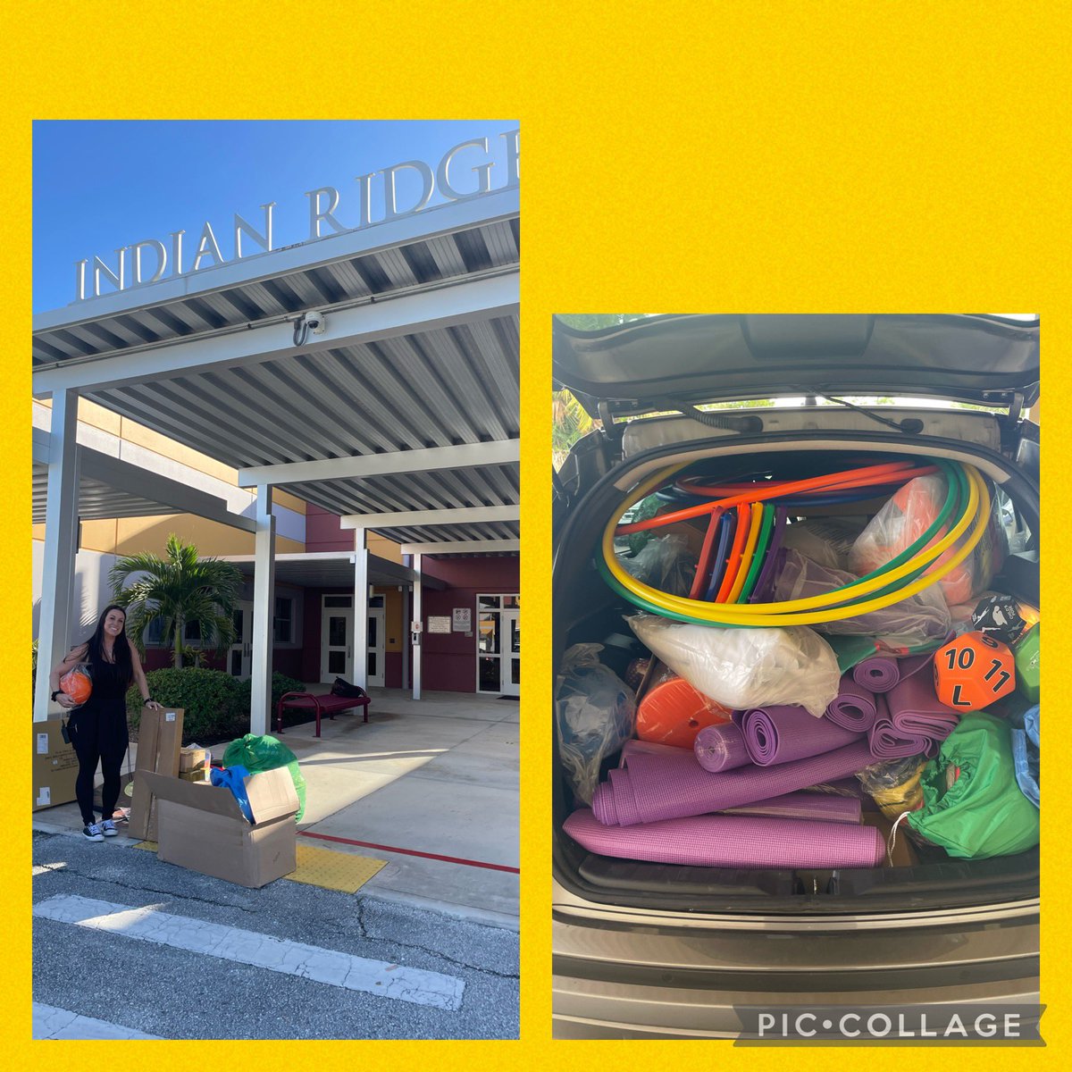 Day 2 of my marathon equipment delivery- full car of instructional materials to Indian Ridge K-12 school Physical Education Teacher Michelle Vasolotti #physed