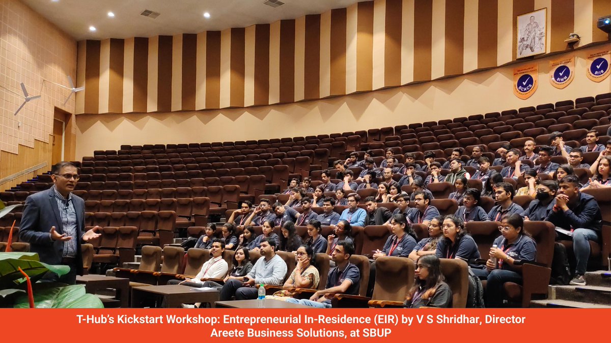 THubHyd's tweet photo. #THub, as part of #Kickstart engagement with partner university SBUP, organised an Entrepreneur-in-Residence (EIR) talk for the #students!

#KickstartProgram #EIRTalk #StudentEngagement #BusinessSolutions #SBUP https://t.co/QoxhiEIQmJ