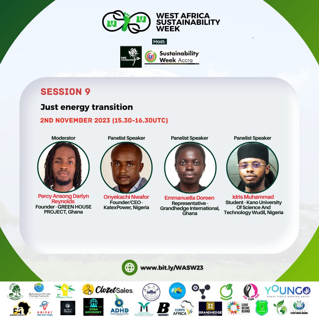 Yesterday was a remarkable day for me, I was privileged to speak on 'Just Energy Transitions' for the West Africa Sustainability Week representing @ADUSTECH_Campus. 
Thank you @MAIFoundation for this opportunity.

#westafricasustainabilityweek
#SDGs 
#EnergyEfficiency 
#sdg7