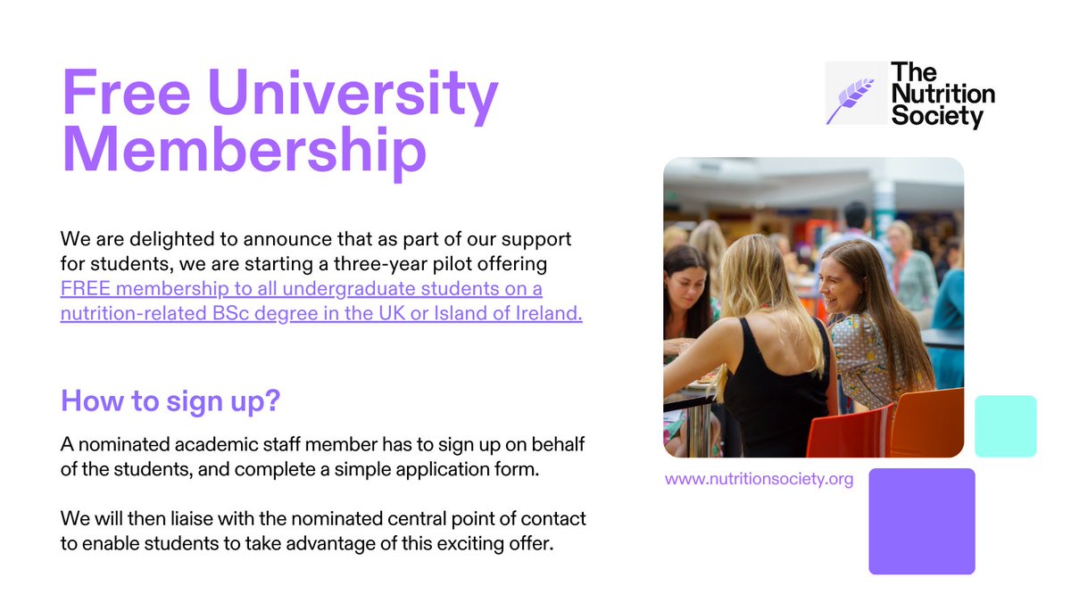 Are you a nutrition undergraduate student? Get your Nutrition Society membership for free via your university! The 3-year pilot project applies only to UK and Ireland universities. Find out more 👉 bit.ly/3QDKPgD