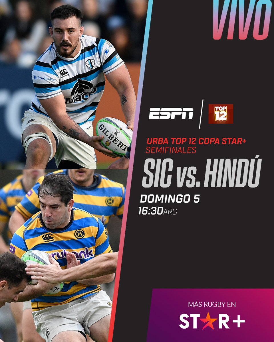 🔀 SIC e Hindú buscan meterse en el partido definitorio del #URBATop12.

📆 Domingo 5
⏰ 16:30 ARG
⭐ <a href="/StarPlusLA/">starplusla</a>
📺 ESPN 3 

🎤 <a href="/FabiTaboadaok/">Fabián Taboada</a> - <a href="/Edu_Simone/">Eduardo Simone</a> - <a href="/macablasi/">Maca Blasi</a> - <a href="/almejunfede/">Federico Almejun</a> 

#ESPNEnStarPlus