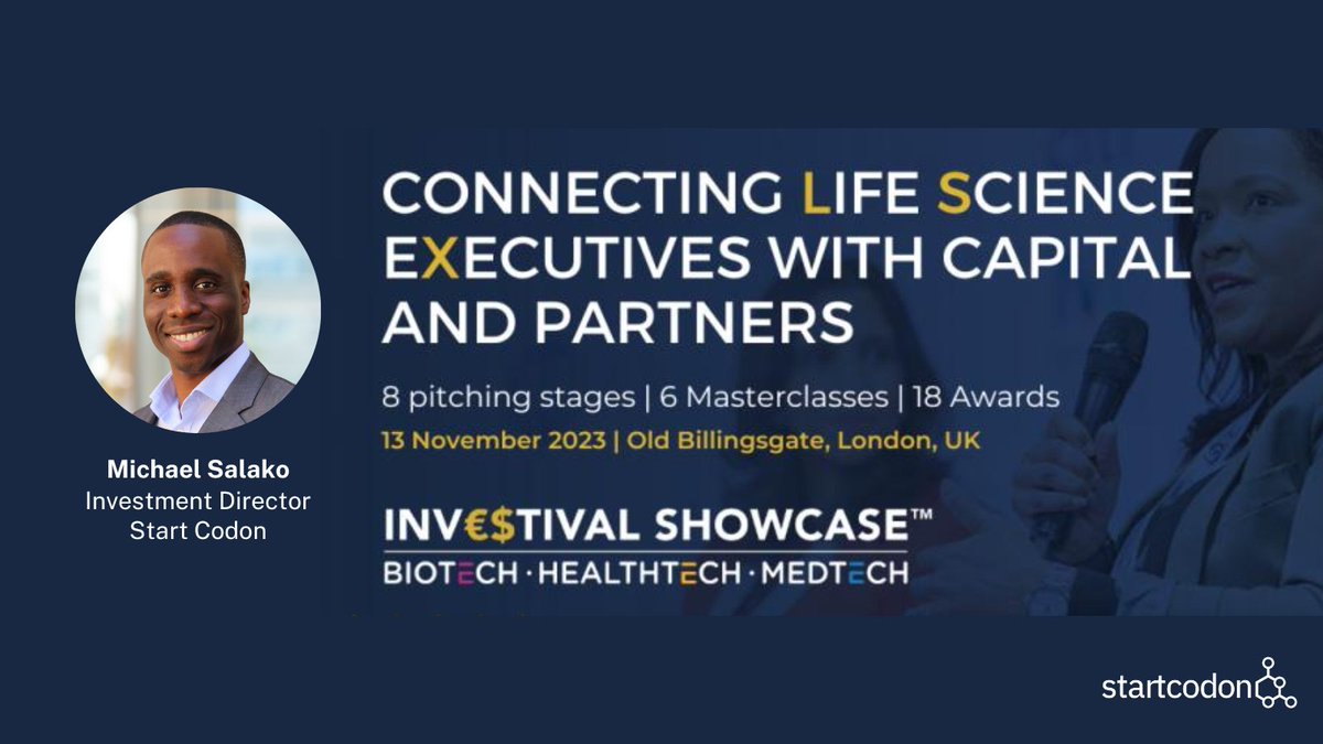 Start Codon (@startcodon) on Twitter photo Save the date!
Our Investment Director, Michael Salako PhD MBA will be attending <a href="/LSXLeaders/">LSX Leaders</a> annual #Investival Showcase taking place in London on 13 Nov.
Find out more: bit.ly/47hCOUa Save the date!
Our Investment Director, Michael Salako PhD MBA will be attending <a href="/LSXLeaders/">LSX Leaders</a> annual #Investival Showcase taking place in London on 13 Nov.
Find out more: bit.ly/47hCOUa