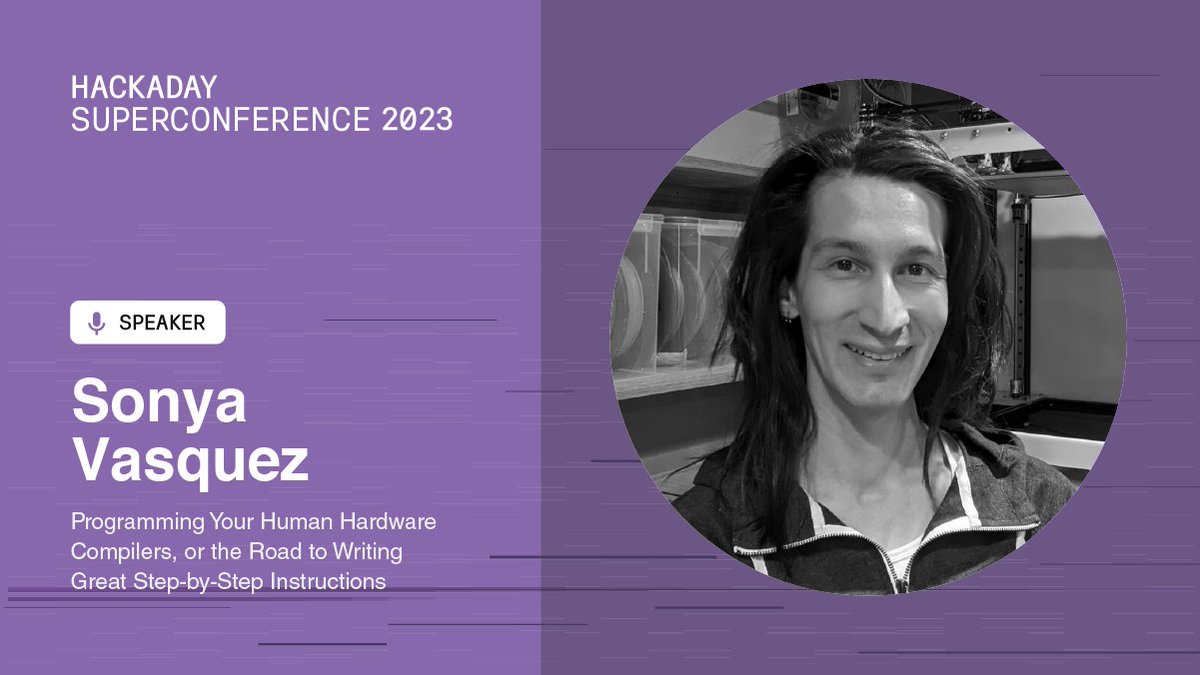 hackaday's tweet image. Sonya is here to teach you how to write step-by-step instructions in #programming you human hardware #compilers 🔧
Check out their talk at the LACM in 15 mins 📍
