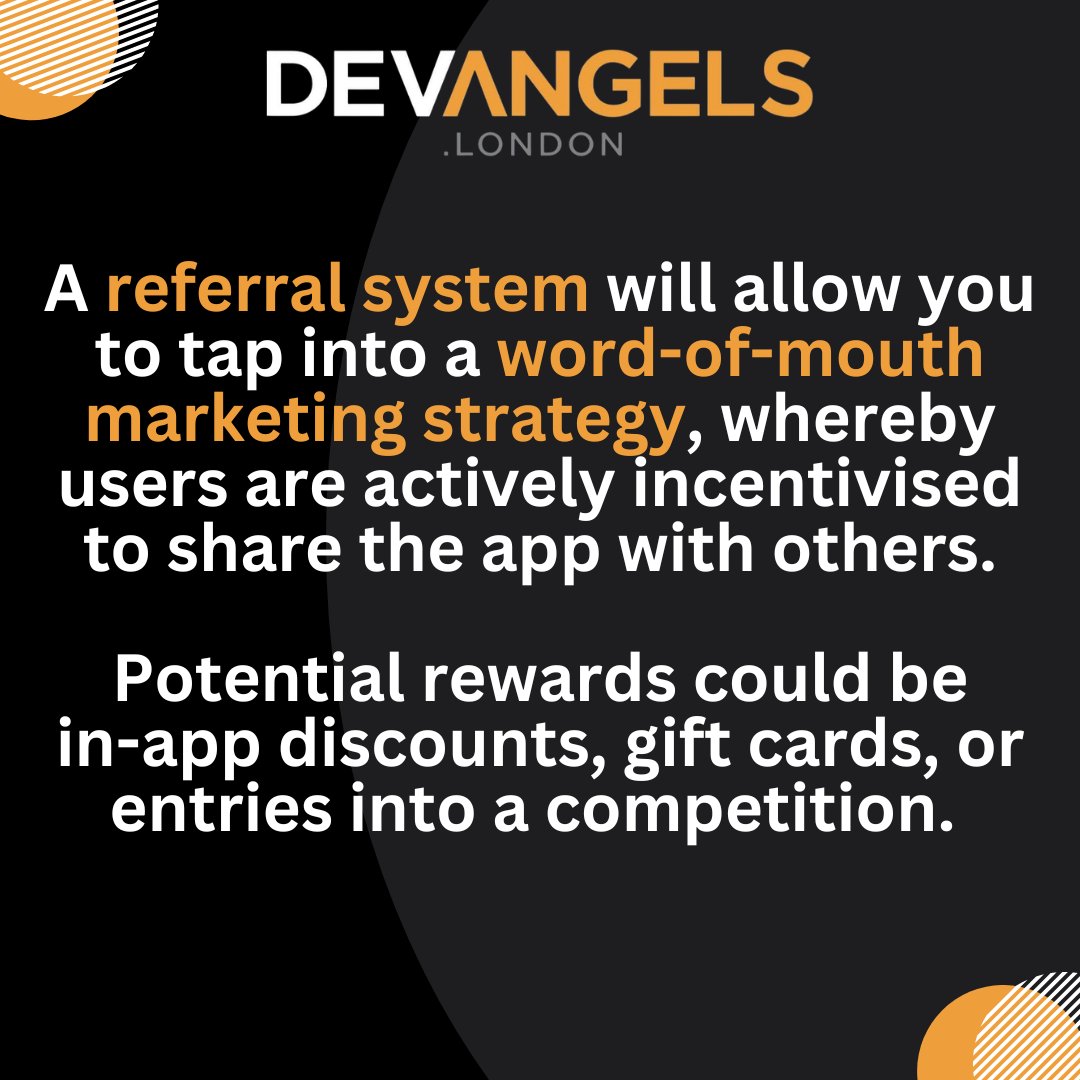 DevAngelsLtd's tweet image. Word-of-mouth marketing is a valuable tool for new app releases, and a referral system can be one of the most effective ways of taking advantage of that.

What kind of incentives would you consider offering?

#flutterexpert #appdevexpert #appdev #flutter #flutterdev #mobileapp