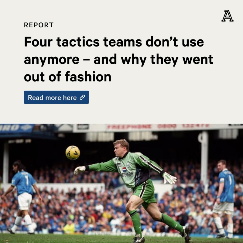 TheAthletic's tweet photo. Data has spelled the end for some not-so-wise tactics in football - here are four of them