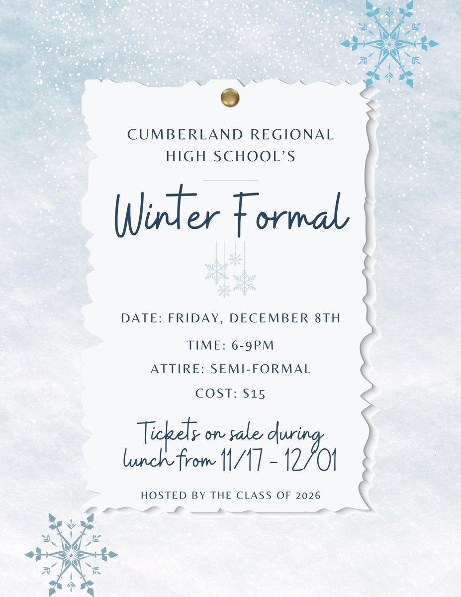 MissDeWinne's tweet photo. @CRHSD is bringing the Winter Formal BACK! ❄️☃️🩵✨ https://t.co/3FQINlKQl3
