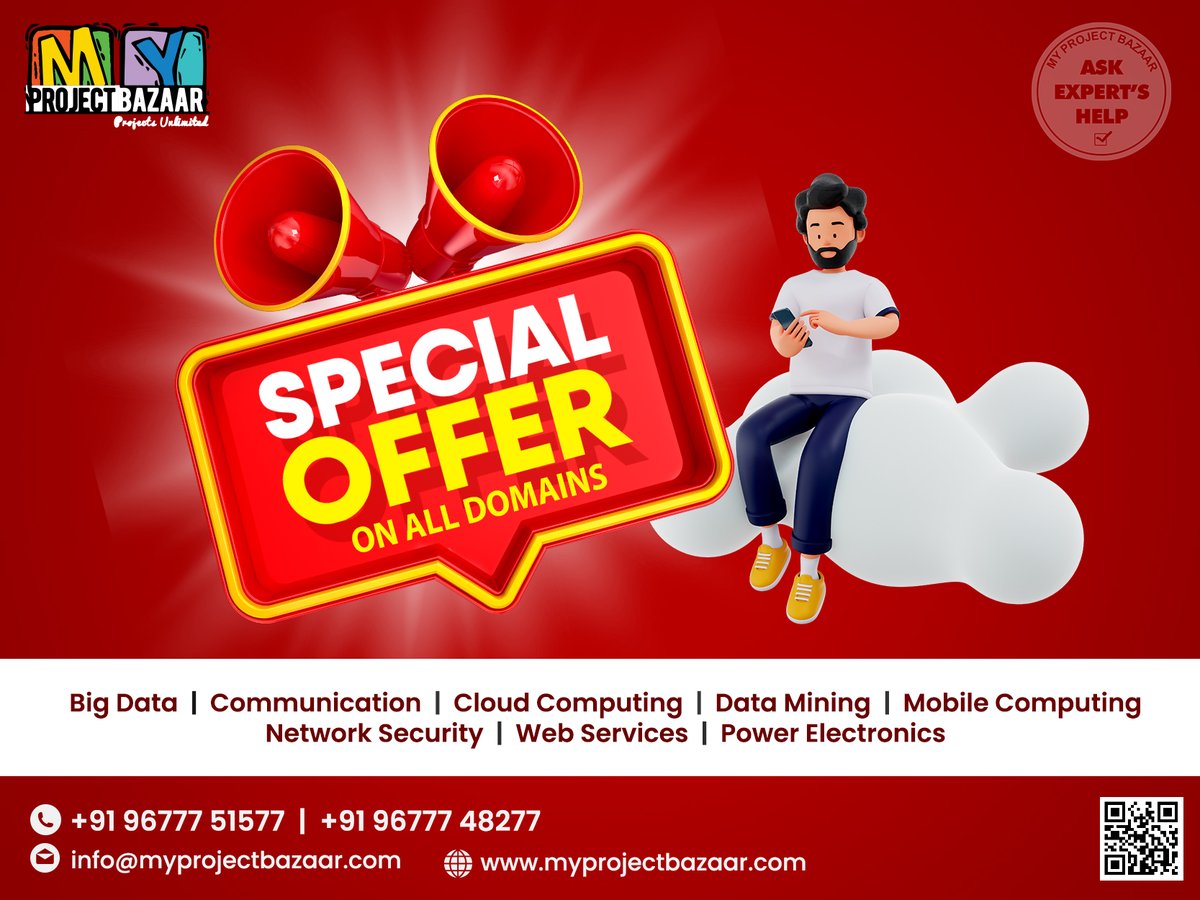 MyProjectBazaar's tweet photo. Exciting Offers On Your Way

#AndhraPradesh #Assam #ArunachalPradesh #maharashtra #CloudComputingProjects #LAtestTechnologyProjects #UttarPradesh #CloudComputing #DeepLearningProjects #Python #PHP #Matlab #VLSI #MyProjectBazaar #finalyearproject #ieeeprojects #studentsproject https://t.co/Y13UsrZ2hX