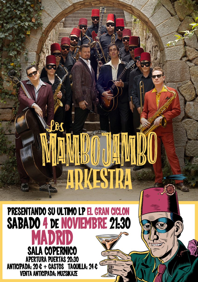 Tomen nota! Mañana Los Mambo Jambo Arkestra presentan en el Foro 'El Gran Ciclón' con una big band de 16 músicos sobre el escenario!! A mover el cucu!
#Rhythmnblues #Swing #conciertosmadrid