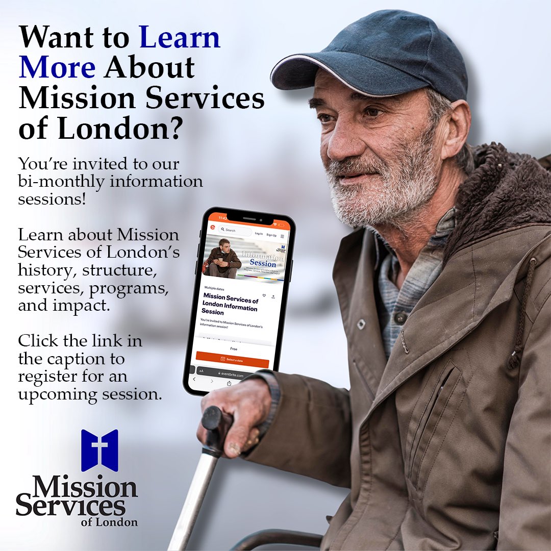 Mission Services of London hosts our information sessions twice per month- every second Wednesday, from 1 PM - 3 PM, and every fourth Friday, from 10 AM - 12 PM. To register or to learn more, visit: eventbrite.com/e/mission-serv…